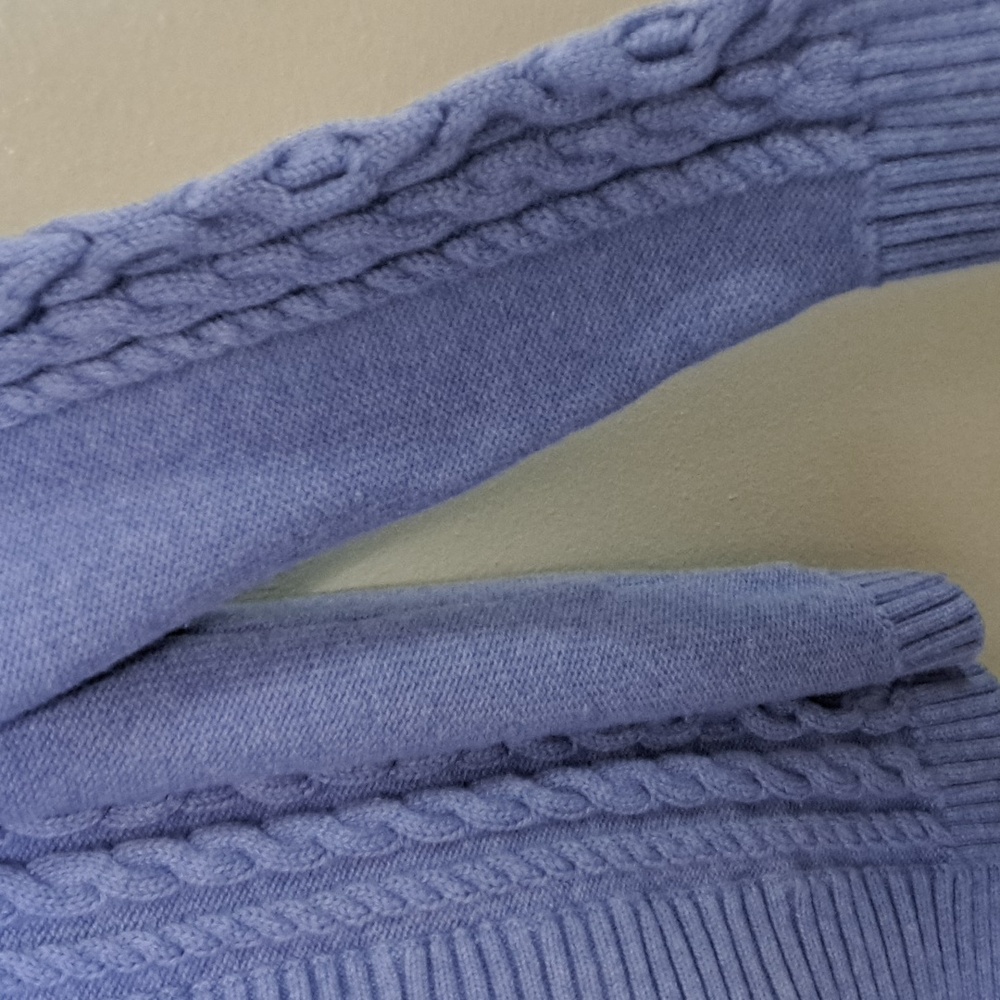 L. L. Bean Cable knit Cardigan blue XL cotton. - Picture 3 of 4